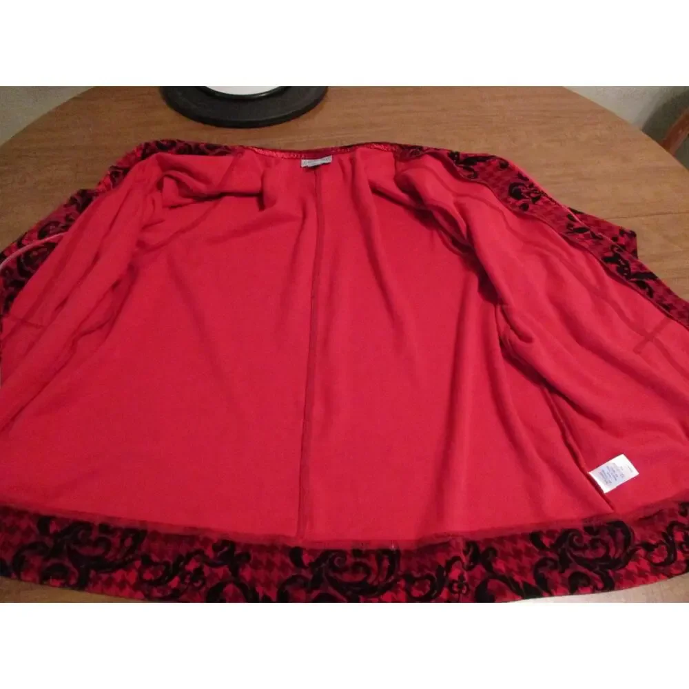 CATHERINES RED BLACK VELOUR ZIP UP FLEECE JACKET SIZE 1X